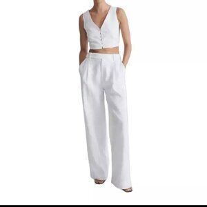 Madewell NWT 00 Harlow High Rise Wide-Leg 100% Linen 